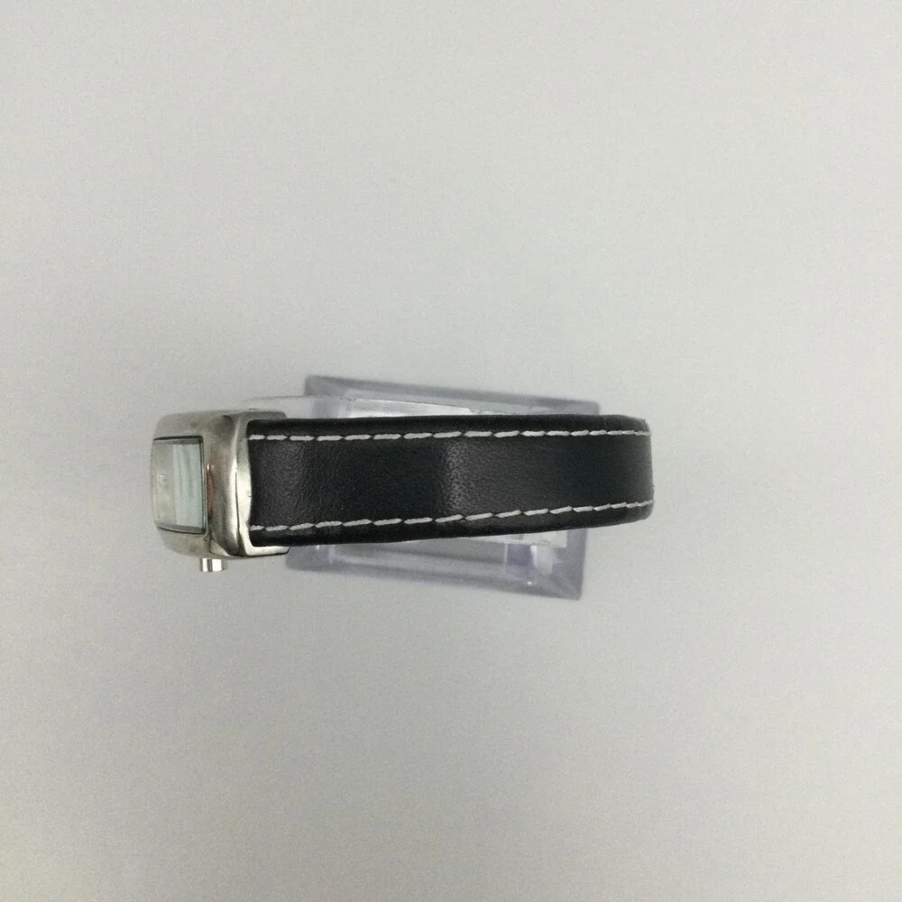Style & Co. Womens Watch 18mm Silver Dial Black Leather Open Cuff New Battery